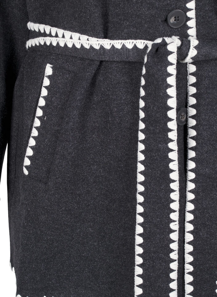 Takki, jossa on kontrastiväriset reunat, Dark Grey Melange, Packshot image number 3