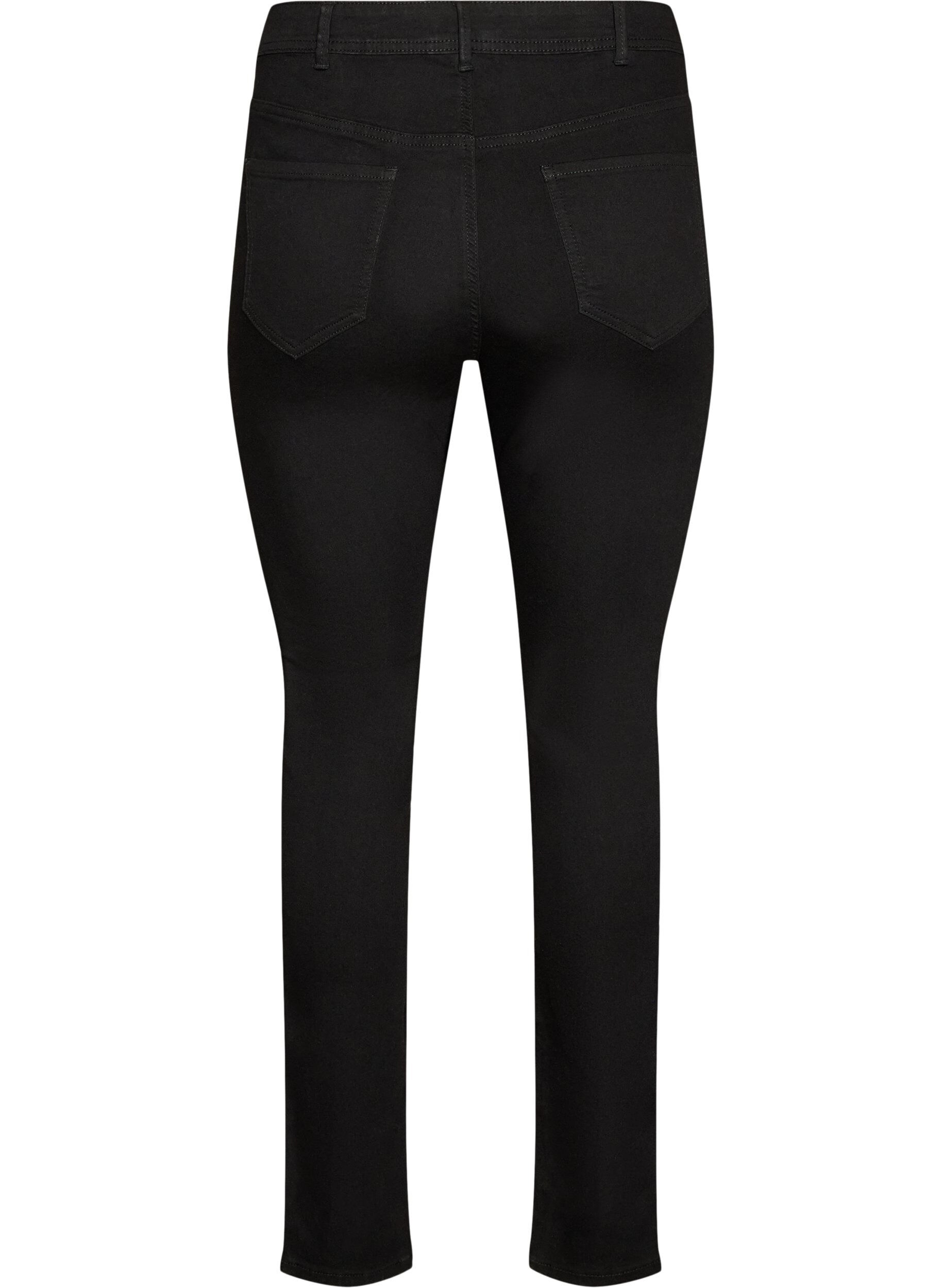 ZizziAmy-super slim fit -farkut korkealla vy&ouml;t&auml;r&ouml;ll&auml;, Musta, Packshot image number 1