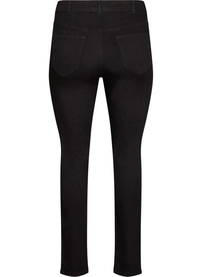 Amy-super slim fit -farkut korkealla vy&ouml;t&auml;r&ouml;ll&auml;, Musta, Packshot image number 1