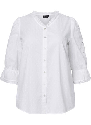 Rakenteellinen paitapusero kirjailulla anglaise, Bright White, Packshot image number 0