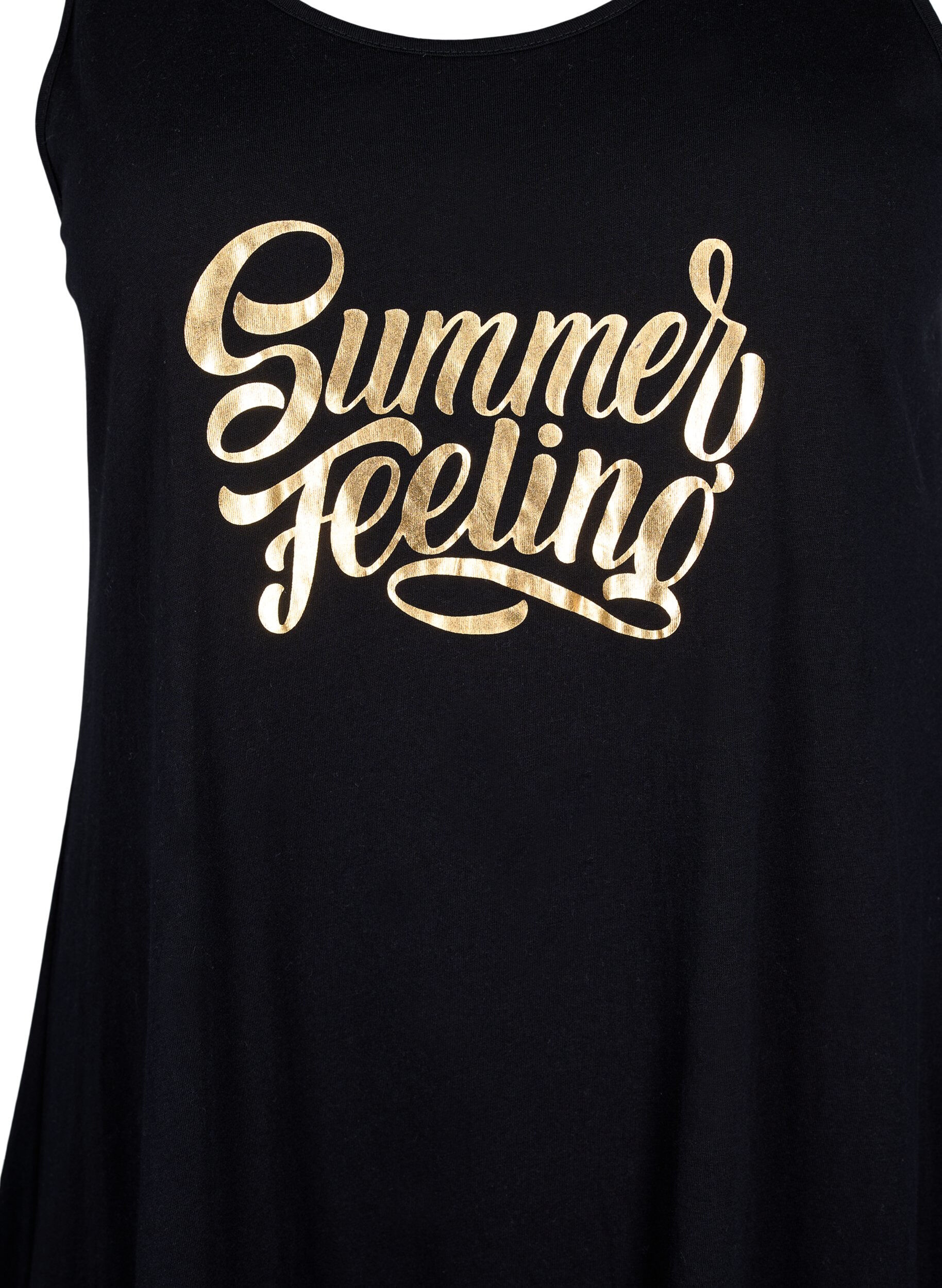 Zizzi Hihaton puuvillamekko A-mallissa, Black W. Summer, Packshot image number 2