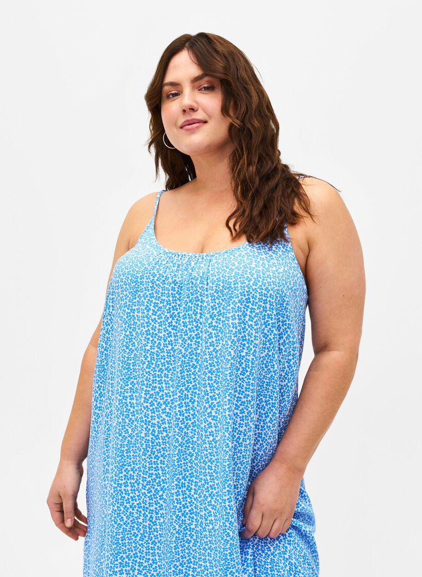 Viskoosinen olkainmekko printillä, Marina Flower AOP, Model image number 2