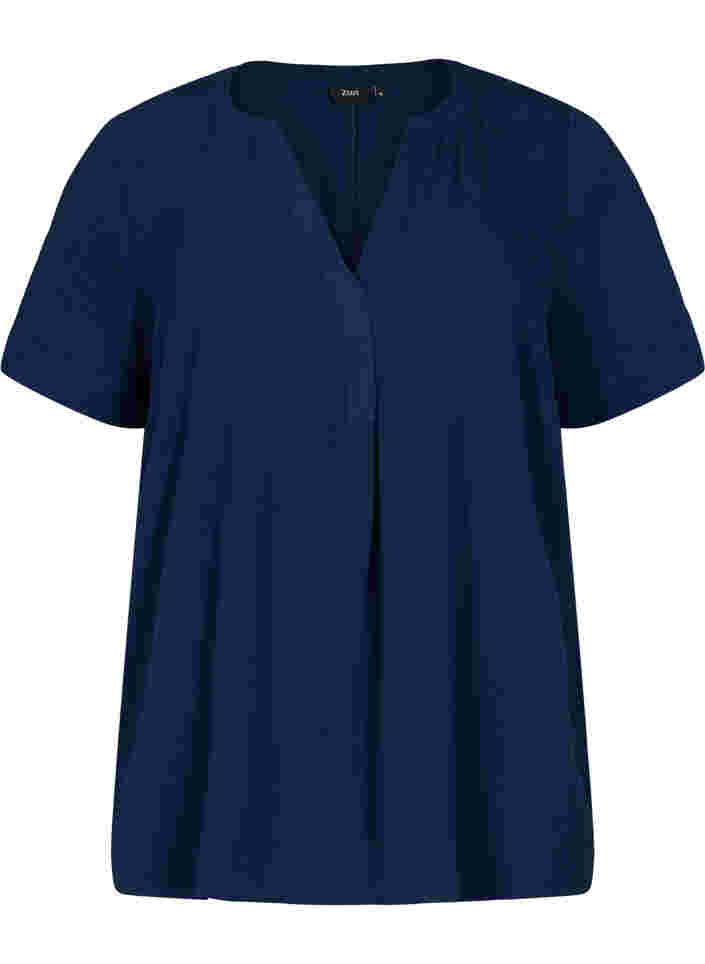 Lyhythihainen pusero v-pääntiellä, Navy Blazer, Packshot image number 0