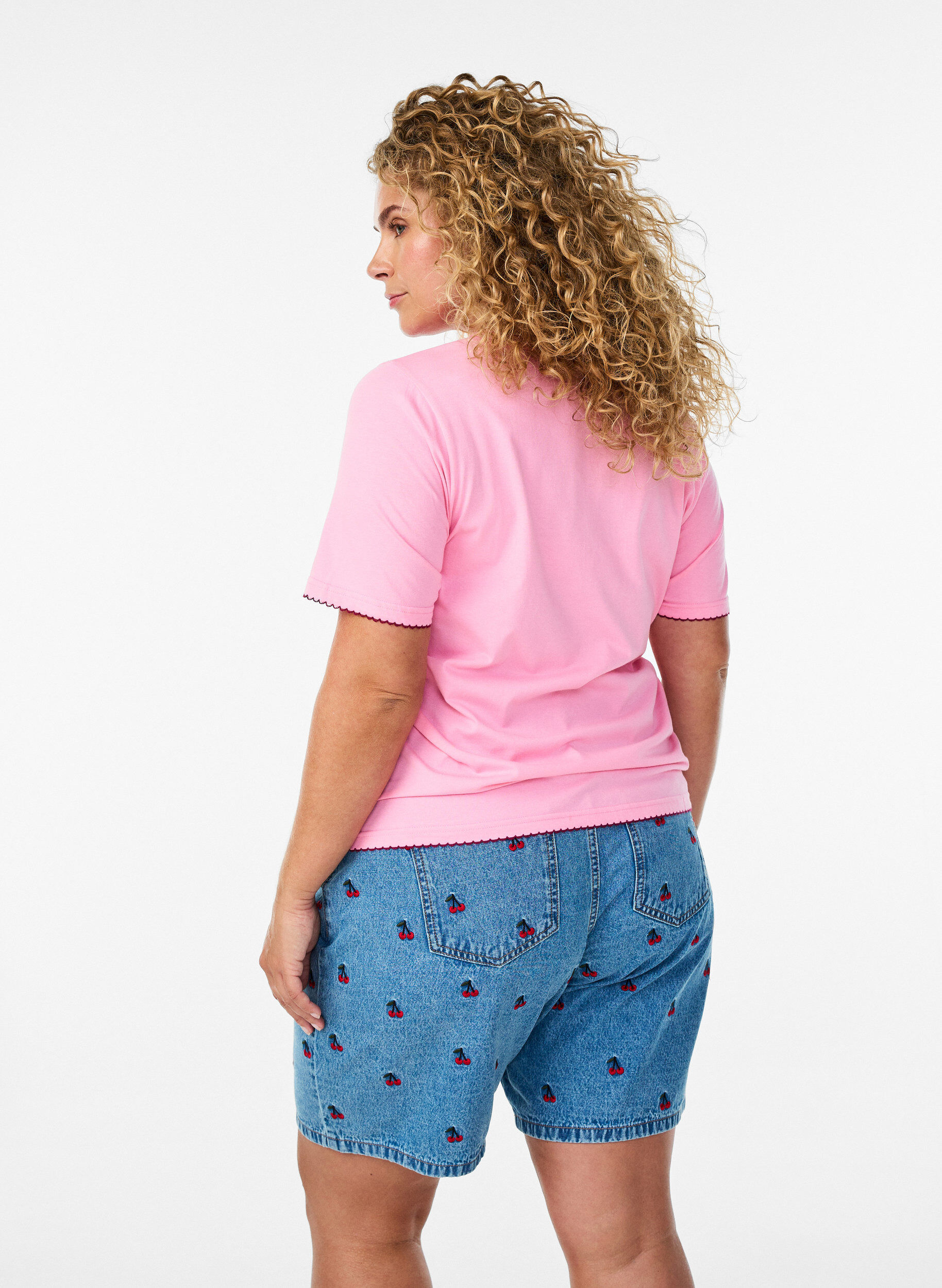 ZizziKirjailut denimshortsit, Sininen, Model image number 2