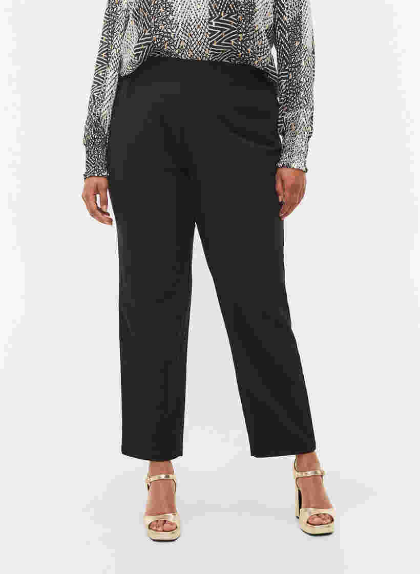 Yksiväriset housut leveillä lahkeilla, Black, Model image number 2