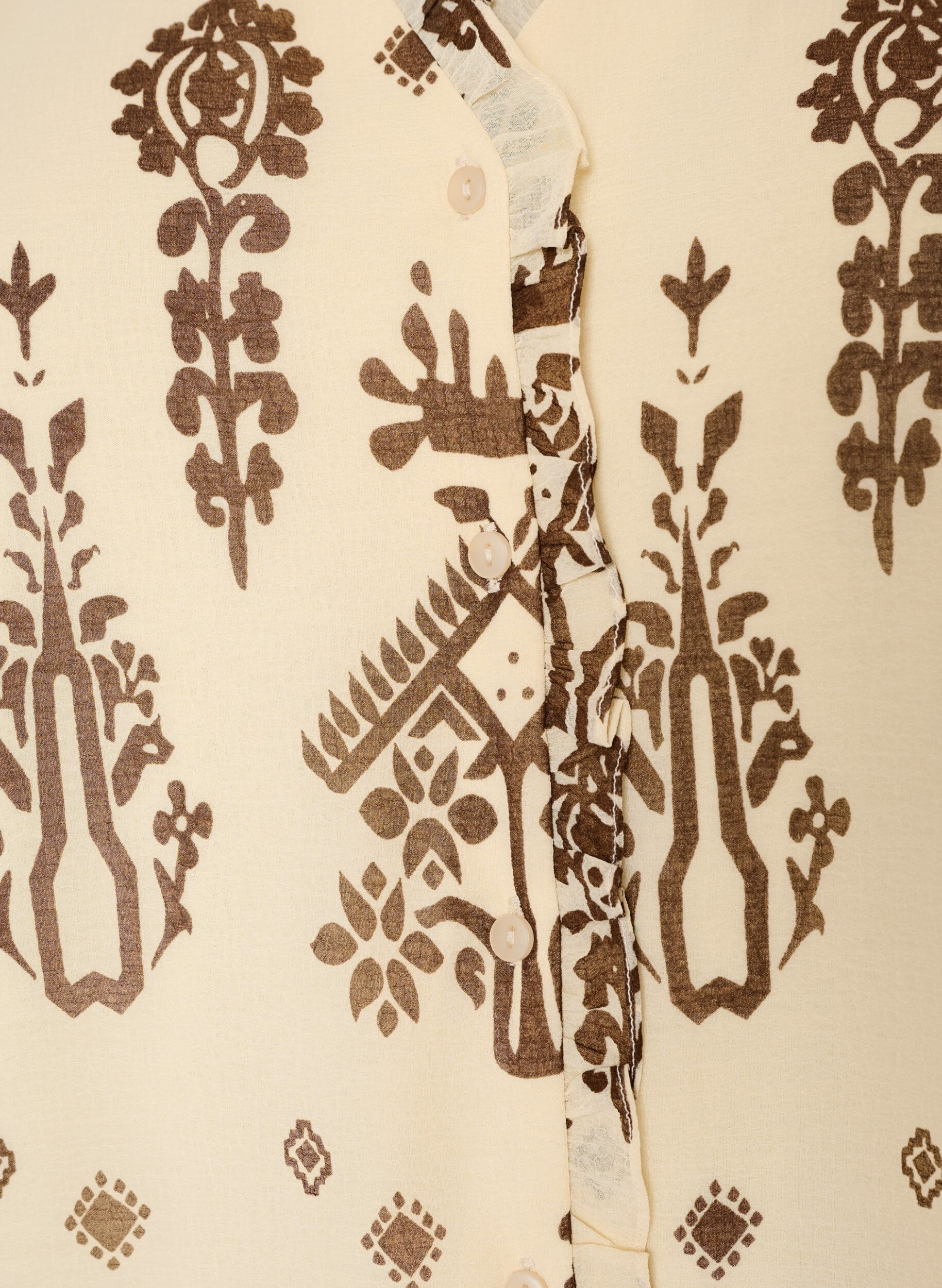 ZizziMekko koristepainatuksella ja r&ouml;yhel&ouml;kauluksella, Beige, Packshot image number 2