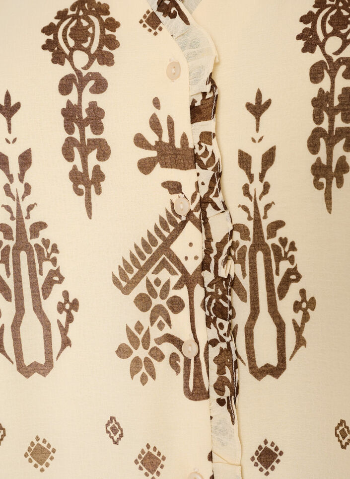 Mekko koristepainatuksella ja r&ouml;yhel&ouml;kauluksella, Beige, Packshot image number 2