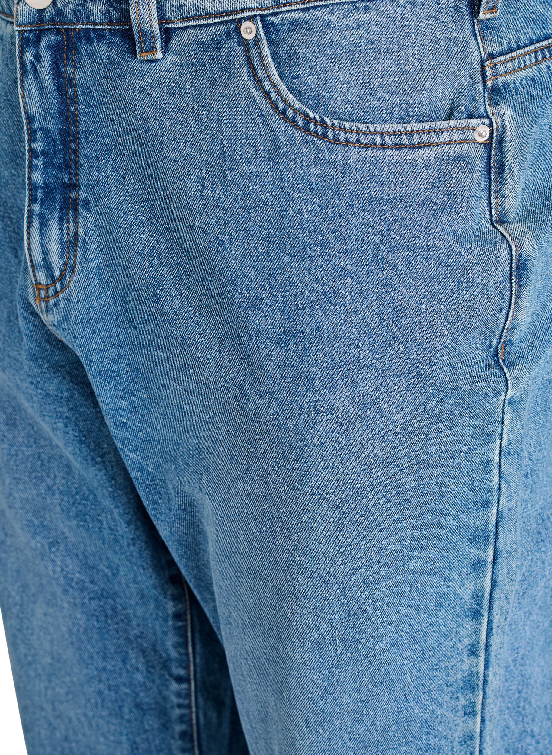 Zizzi Mille Mom Fit -farkut korkealla vy&ouml;t&auml;r&ouml;ll&auml;, Sininen, Packshot image number 2