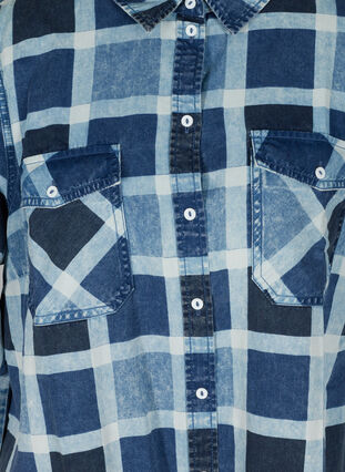 Puuvillainen ruutupaita rintataskuilla, Blue/Black Check, Packshot image number 2