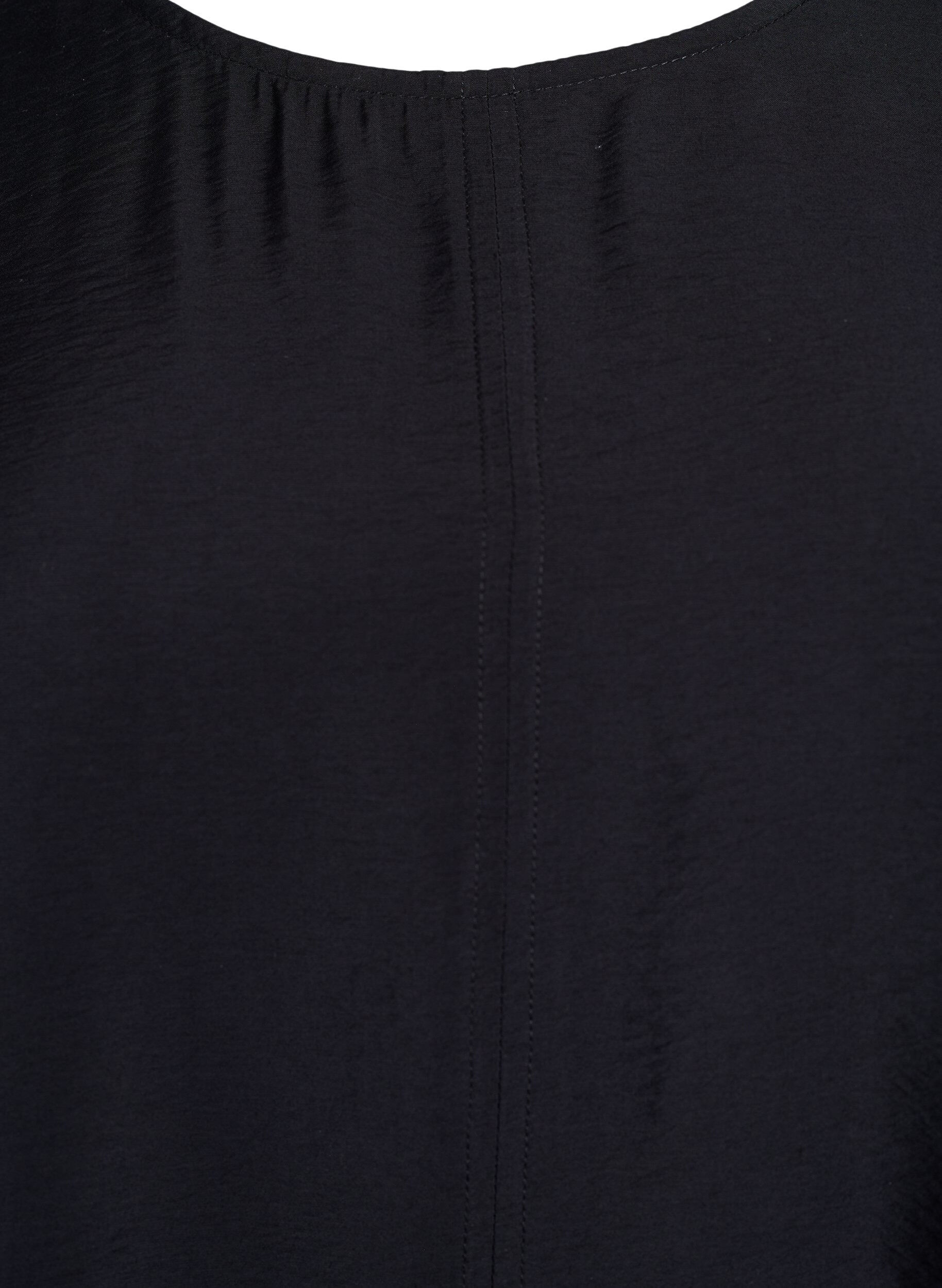 Zizzi A-linjainen viskoosimekko lyhyill&auml; hihoilla, Musta, Packshot image number 2