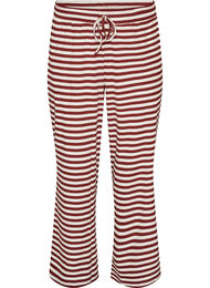 Raidalliset pyjamahousut korkealla vy&ouml;t&auml;r&ouml;ll&auml; ja leveill&auml; lahkeilla, Punainen