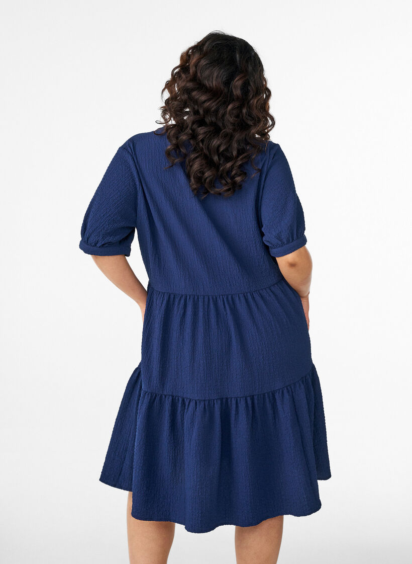 Lyhyt A-linjainen mekko, Sininen, Model image number 2