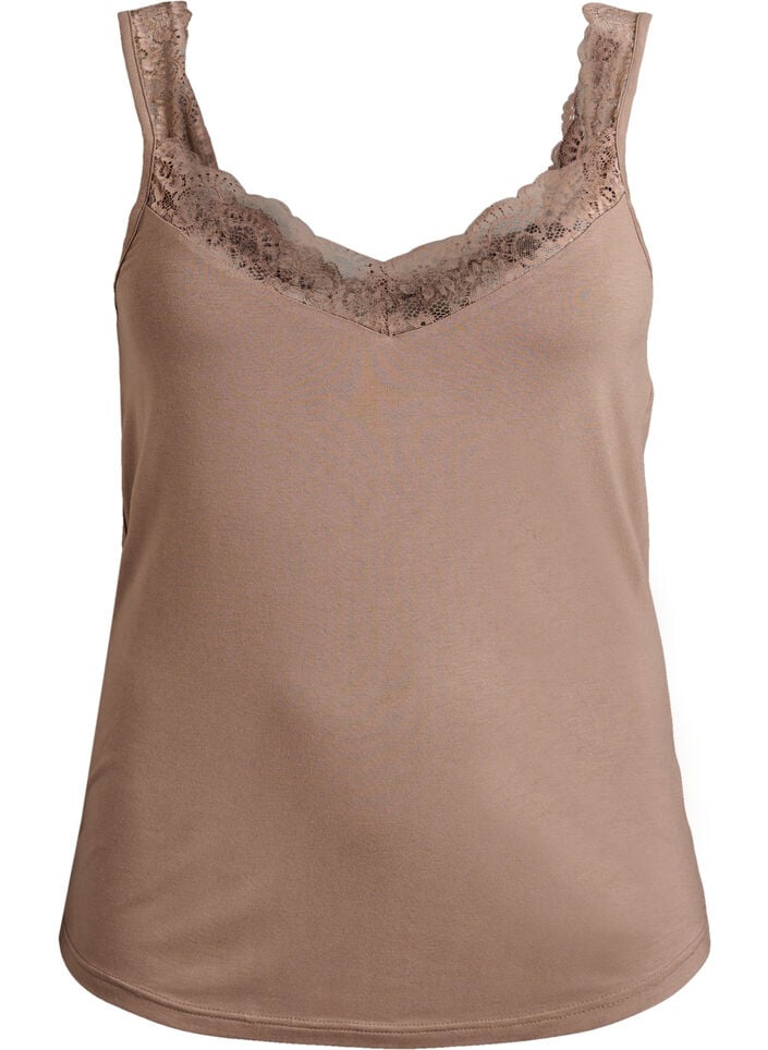 Pitsireunainen viskoositoppi, Beige, Packshot image number 0