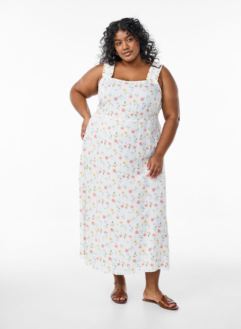 Kes&auml;mekko leveill&auml; olkaimilla, Valkoinen, Model image number 0