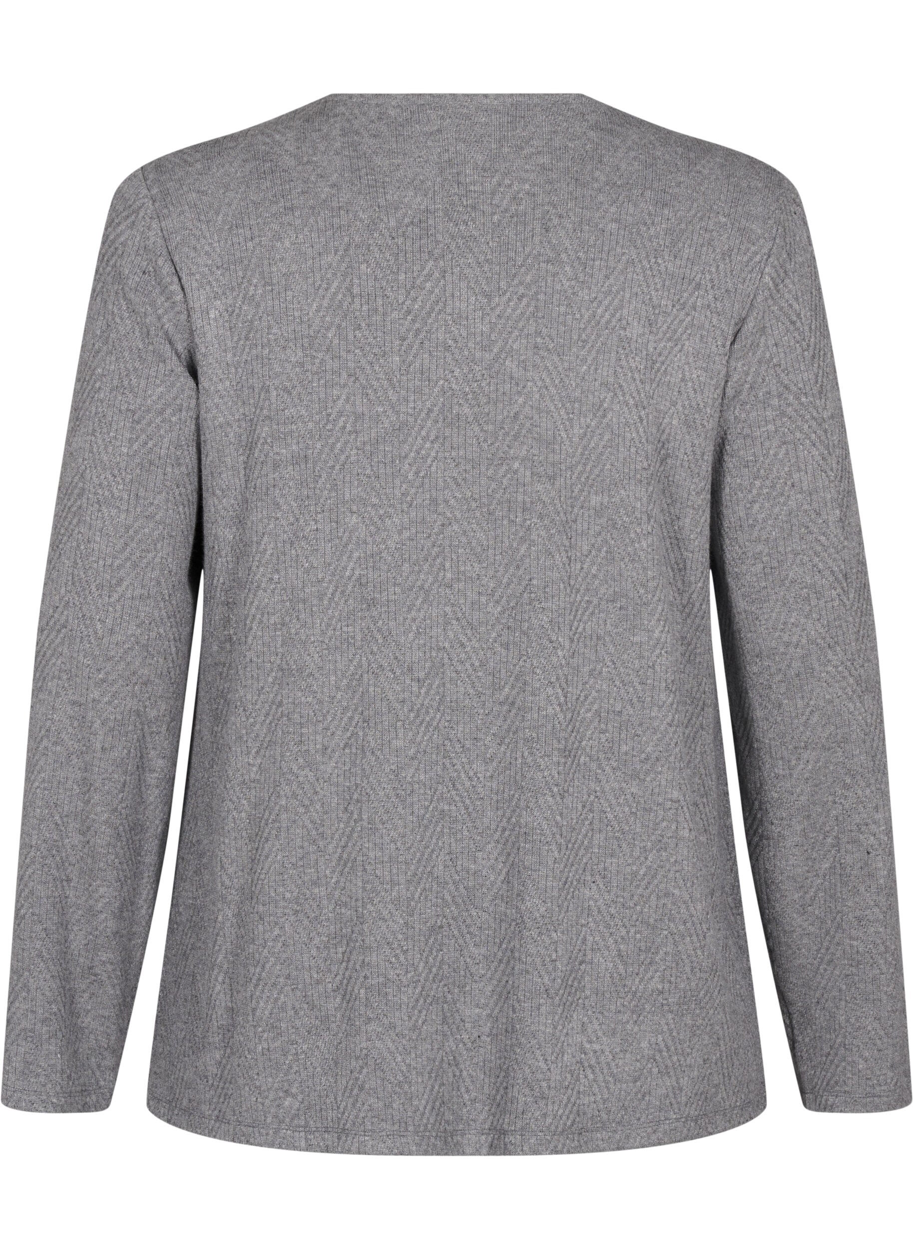 Zizzi Kuvioitu paita pitkill&auml; hihoilla, Harmaa, Packshot image number 1