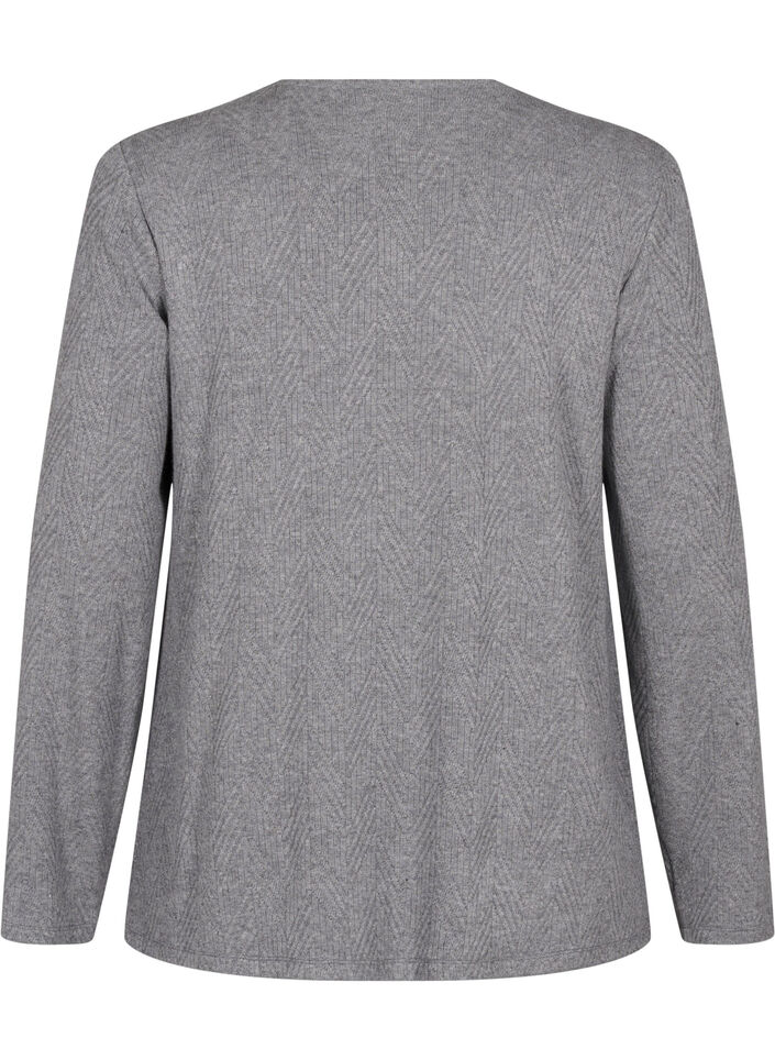 Kuvioitu paita pitkillä hihoilla, Harmaa, Packshot image number 1