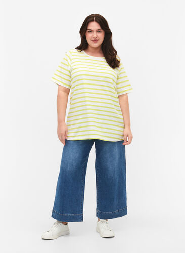 Raidallinen t-paita puuvillasta, Wild Lime Stripes, Model image number 2