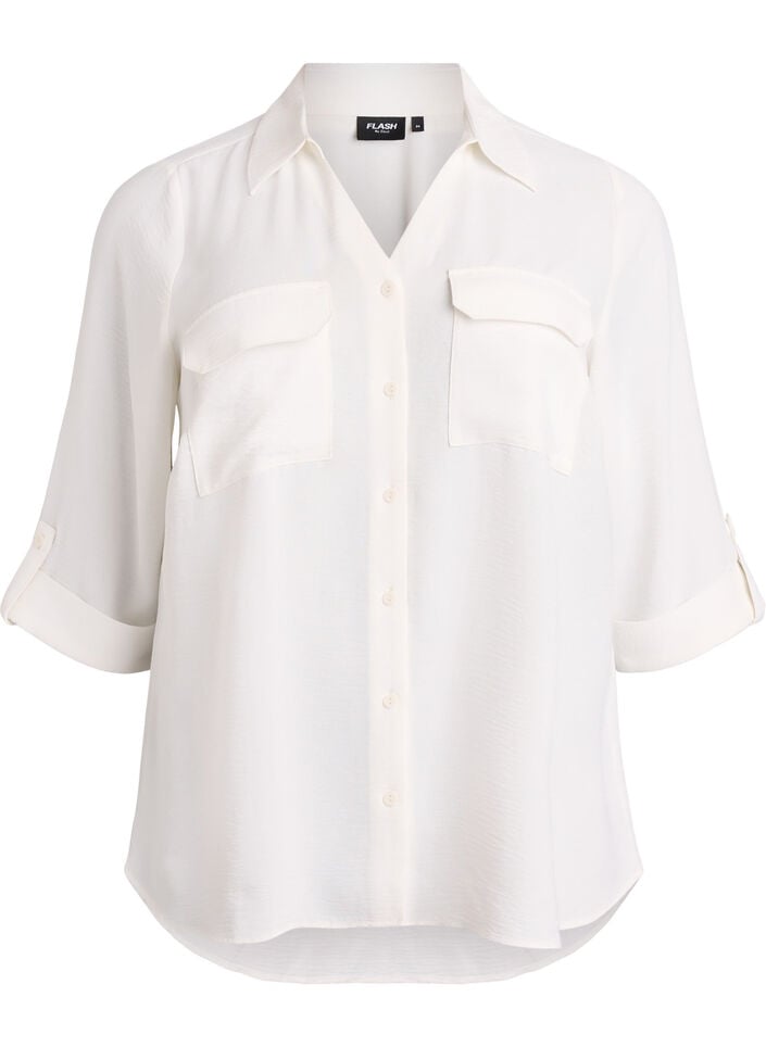 FLASH - Paita rintataskuilla ja 3/4-hihoilla, Vanilja, Packshot image number 0