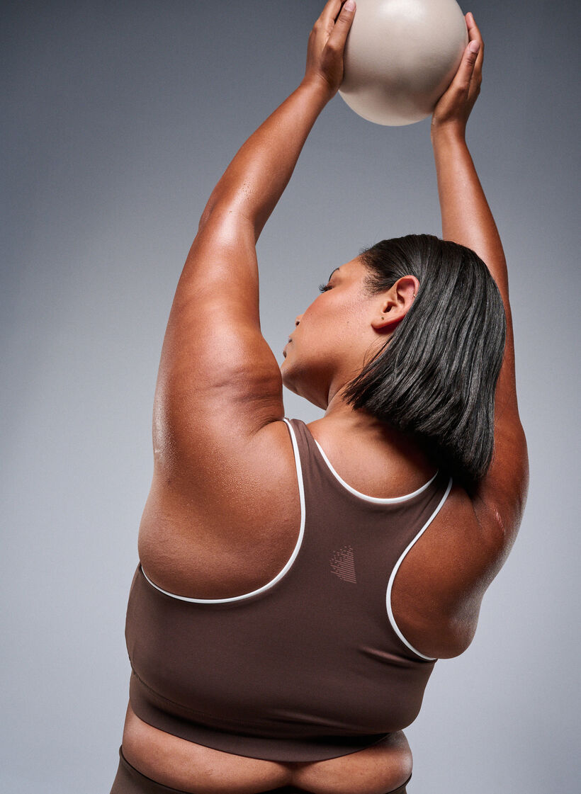 Racerback-urheilurintaliivit kontrastia tuovilla tereillä, Ruskea, Image image number 0