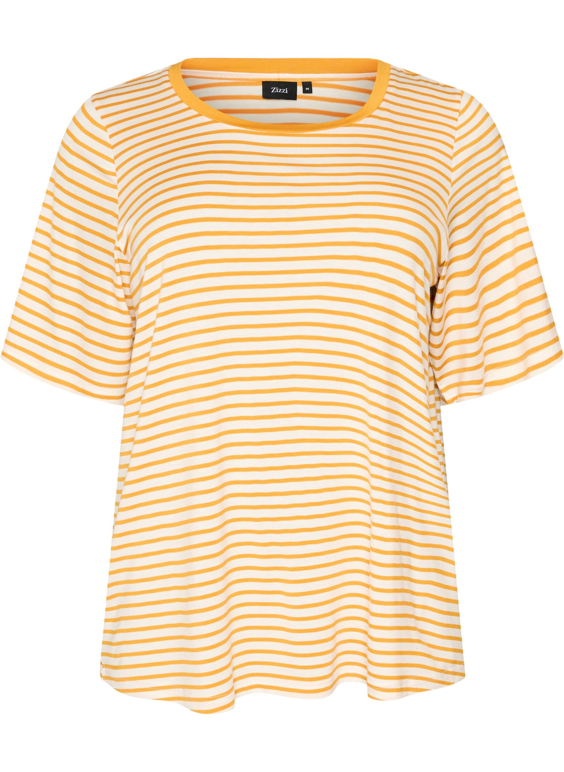 ZizziT-paita TENCEL&trade; Lyocellilla ja raidoilla, Keltainen, Packshot image number 0
