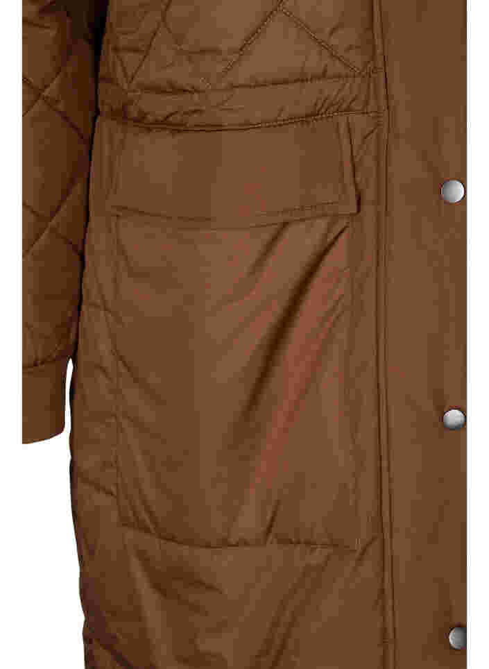 Tikattu takki hupulla ja säädettävällä vyötäröllä, Toffee, Packshot image number 3