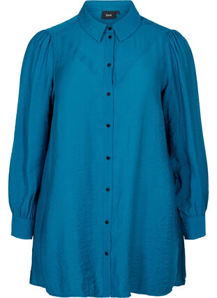 Pitkä yksivärinen paita viskoosisekoitteesta, Moroccan Blue, Packshot image number 0