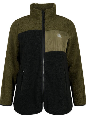 Teddykangas-takki, jossa on kontrastivärit, Forest Night comb., Packshot image number 0