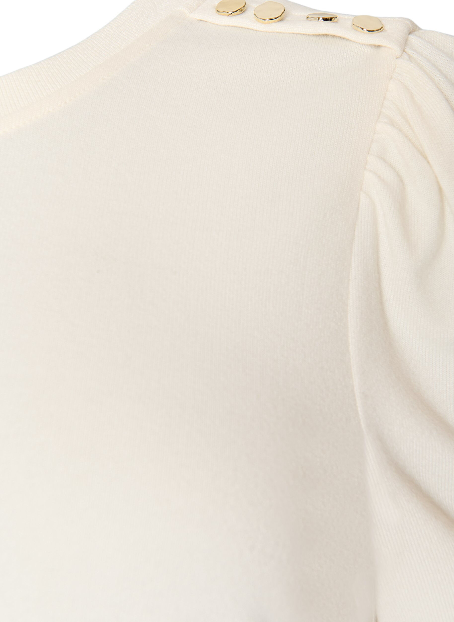 ZizziPusero nappidetaljilla ja lyhyill&auml; puhvihihoilla, Beige, Packshot image number 2
