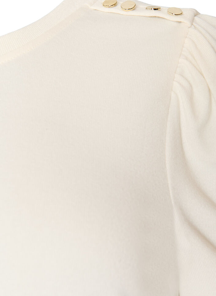 Pusero nappidetaljilla ja lyhyill&auml; puhvihihoilla, Beige, Packshot image number 2