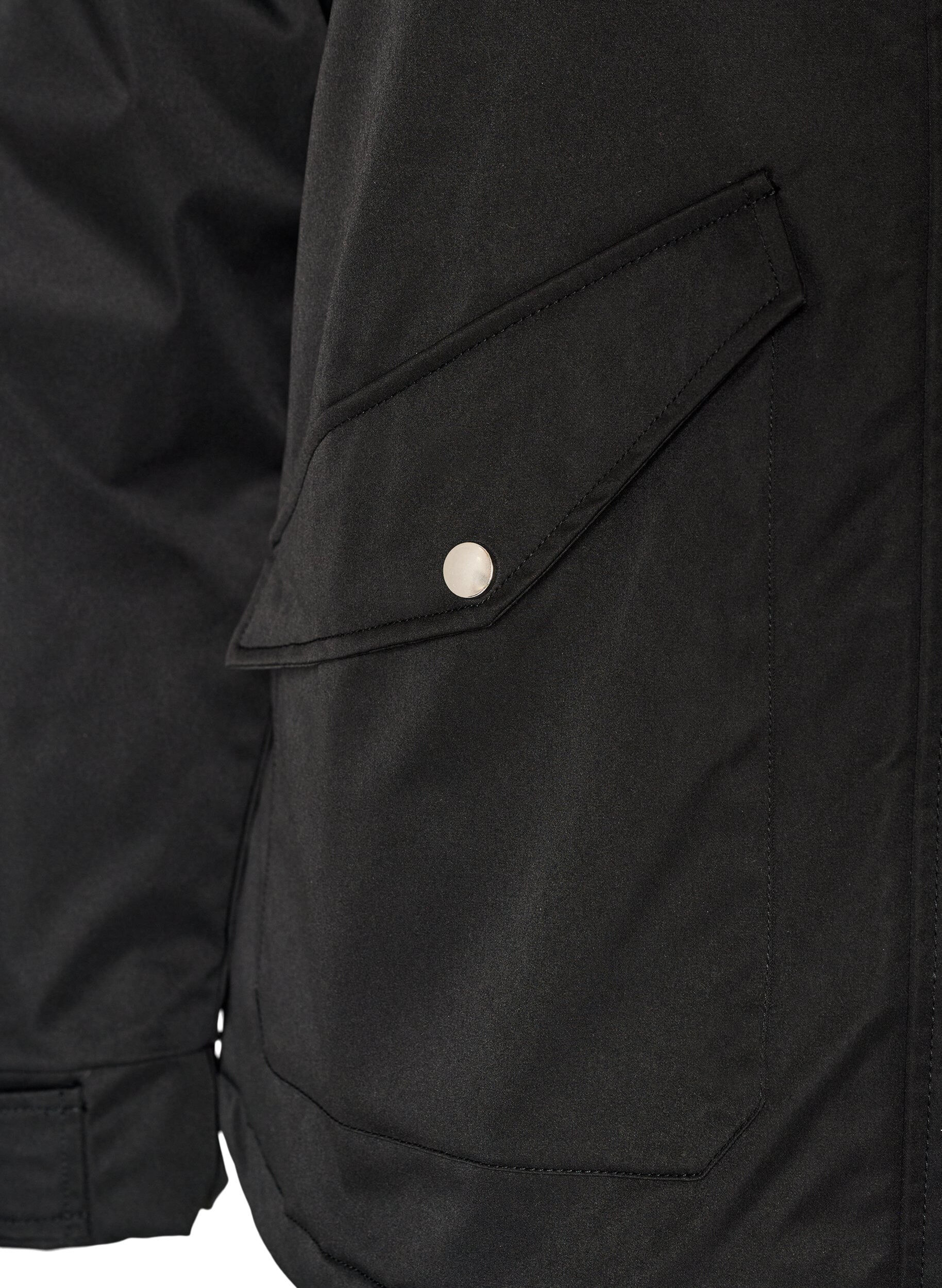 ZizziTopattu parka irrotettavalla hupulla, Musta, Packshot image number 3
