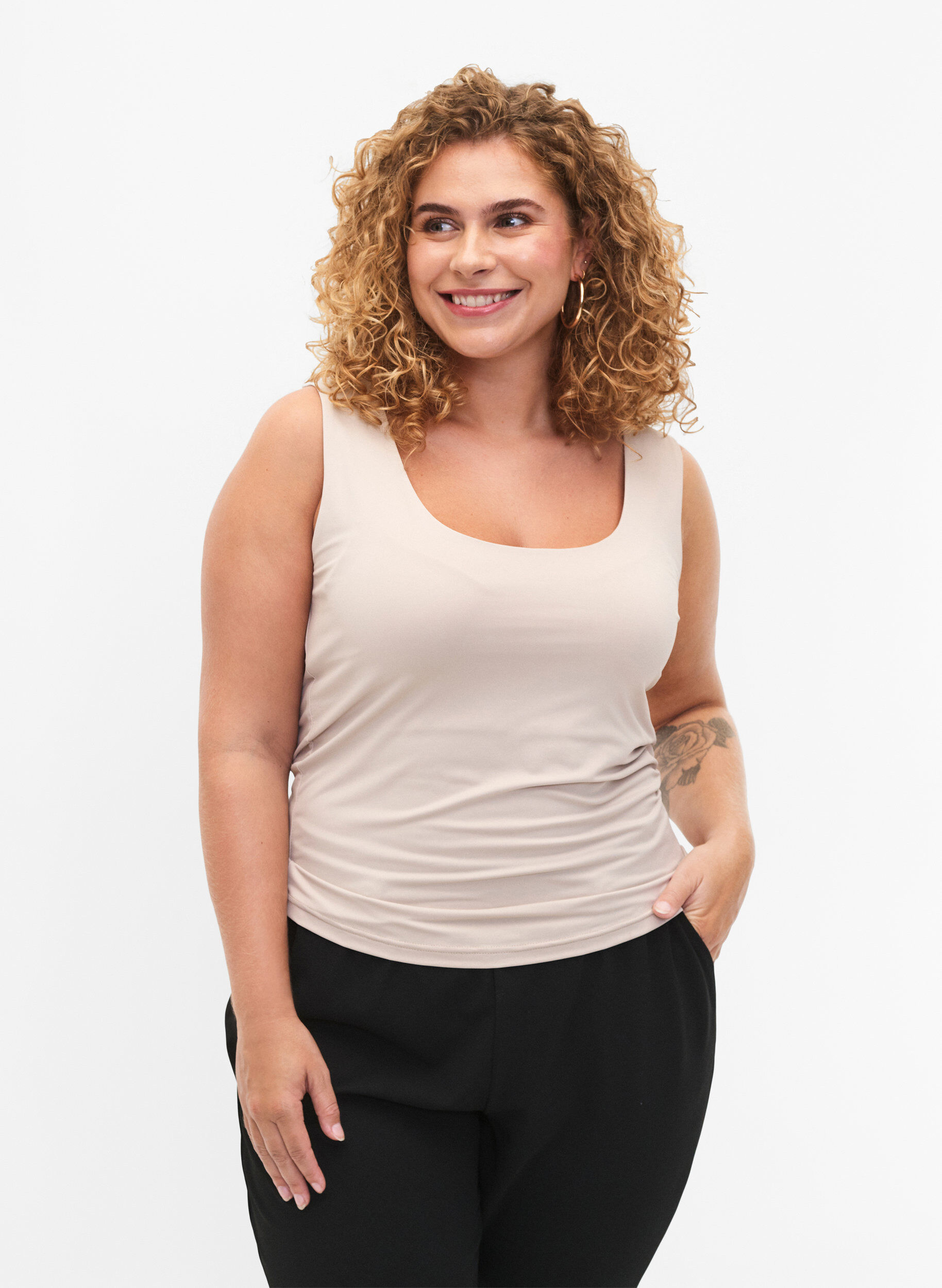 Zizzi Joustava k&auml;&auml;nnett&auml;v&auml; toppi, Silver Gray, Model image number 0