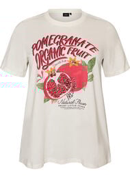 Puuvillainen T-paita printill&auml;, Valkoinen