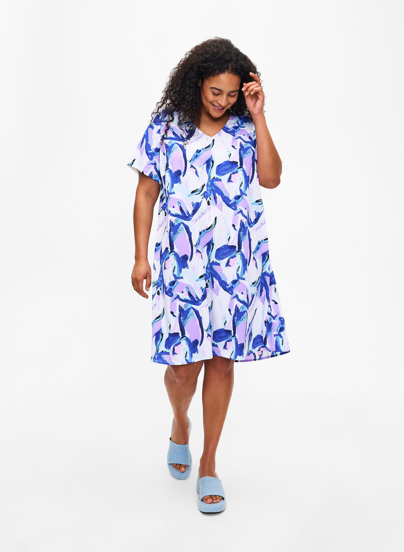 FLASH – V-pääntiemekko printillä, Snow White Flower, Model image number 2