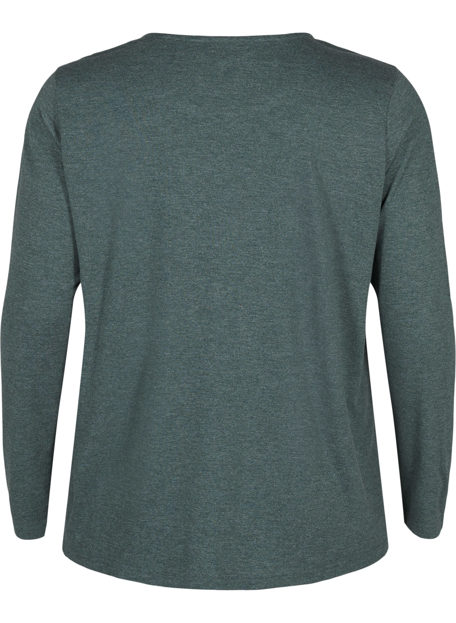 Zizzi Pitk&auml;hihainen T-paita, jossa py&ouml;re&auml; p&auml;&auml;ntie, Scarab Mel., Packshot image number 1