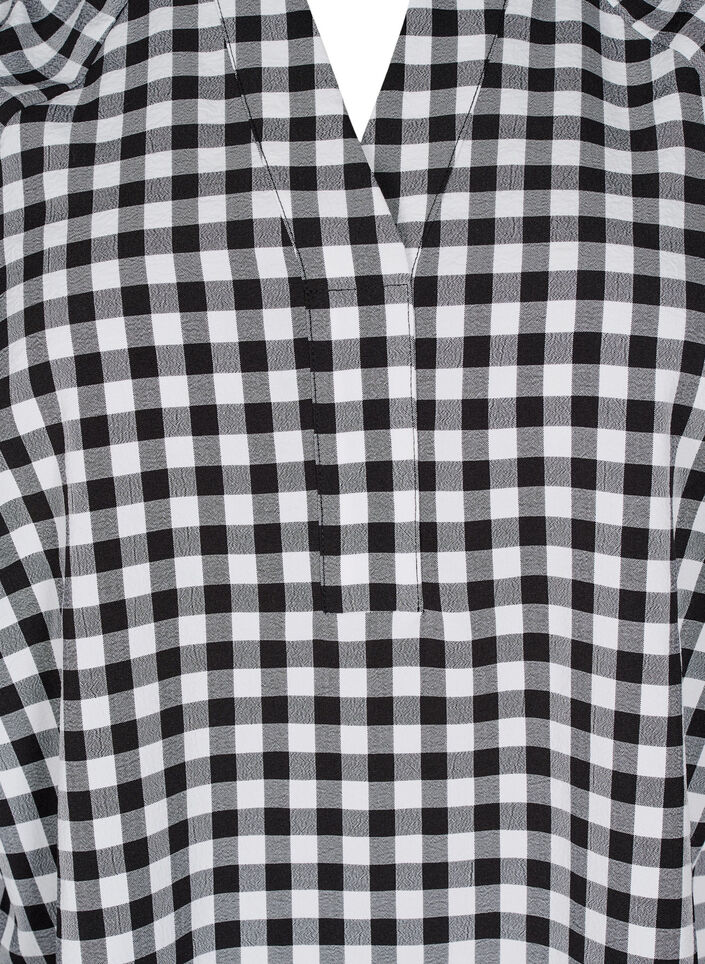 Ruudullinen tunika V-pääntiellä, Black/W. Gingham, Packshot image number 2