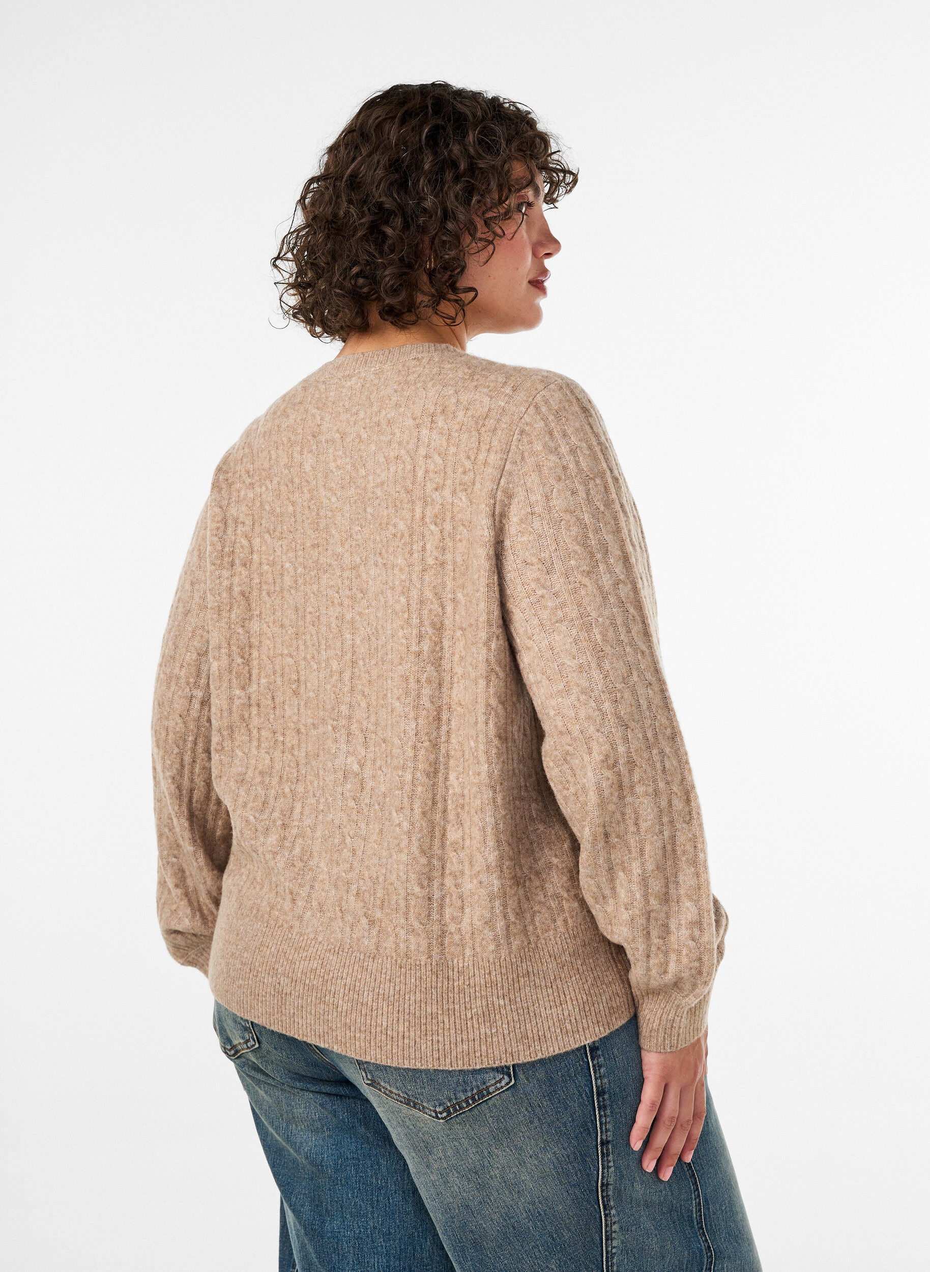 ZizziPalmikkoneuletakki helmikaarinapeilla, Beige, Model image number 2