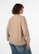 Palmikkoneuletakki helmikaarinapeilla, Beige, Model image number 2
