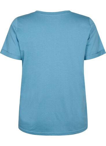 Puuvillainen t-paita v-pääntiellä, Aegean Blue, Packshot image number 1