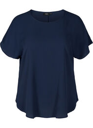 Pusero lyhyill&auml; hihoilla ja py&ouml;re&auml;ll&auml; p&auml;&auml;ntiell&auml;, Sininen