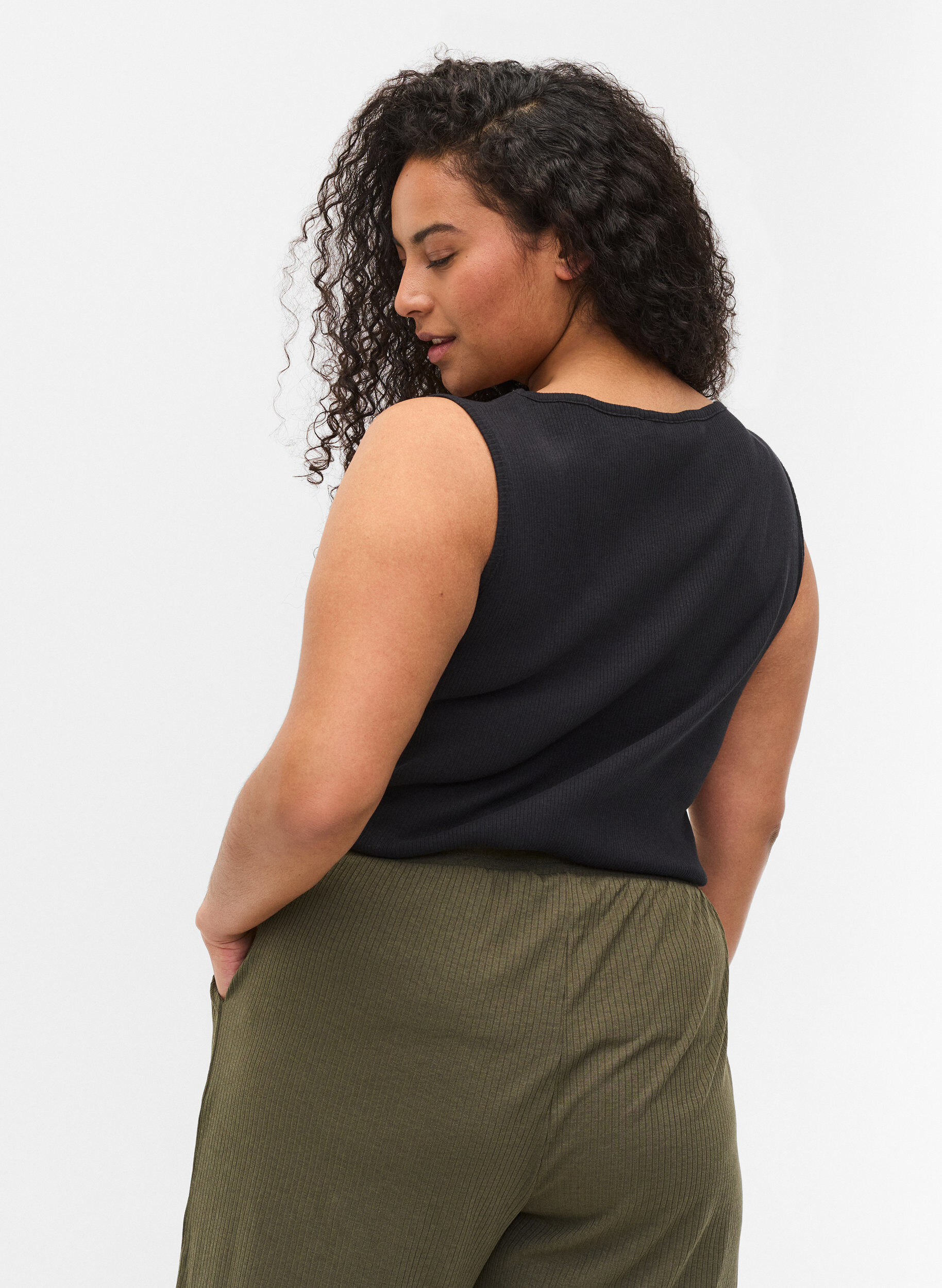 Zizzi 2 kpl pakkaus ribattuja toppeja, Black/Black, Model image number 1