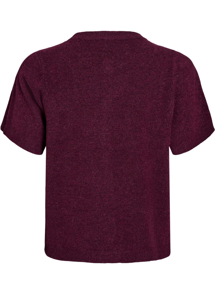 Lyhythihainen neuletakki, Tumma Bordeaux, Packshot image number 1