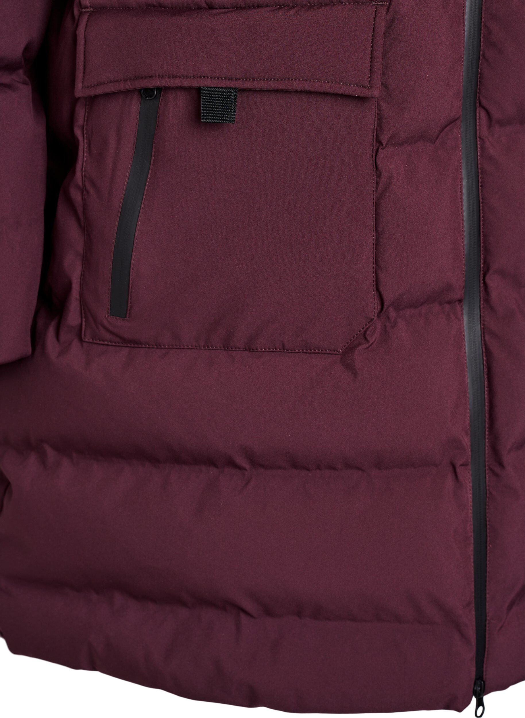 ZizziPuffer-takki hupulla ja taskuilla, Tumma Bordeaux, Packshot image number 3