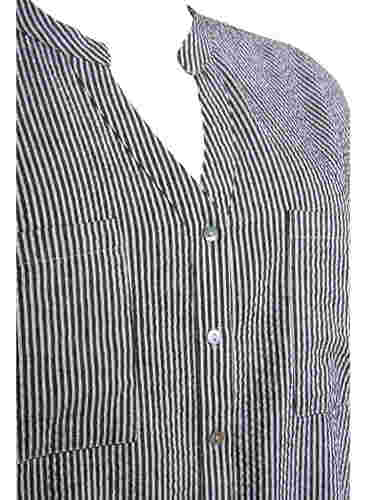Raidallinen puuvillapaita 3/4-hihoilla, Black Stripe, Packshot image number 2