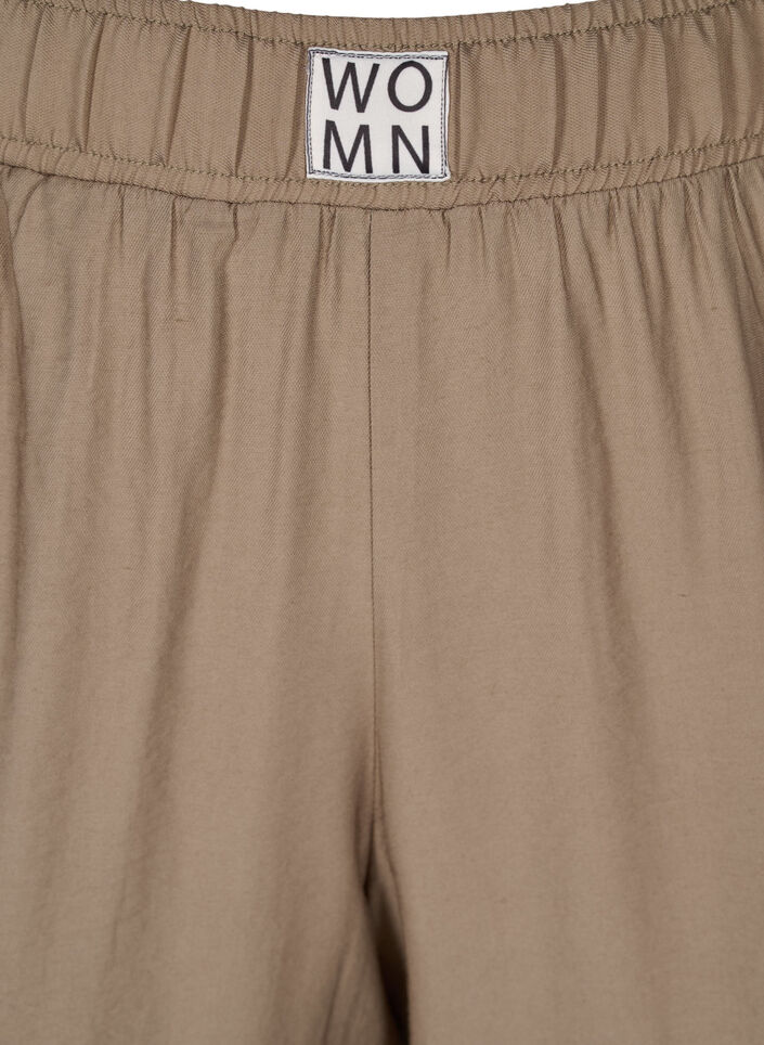 Väljät viskoosihousut joustoreunuksella ja taskuilla, Timber Wolf, Packshot image number 2