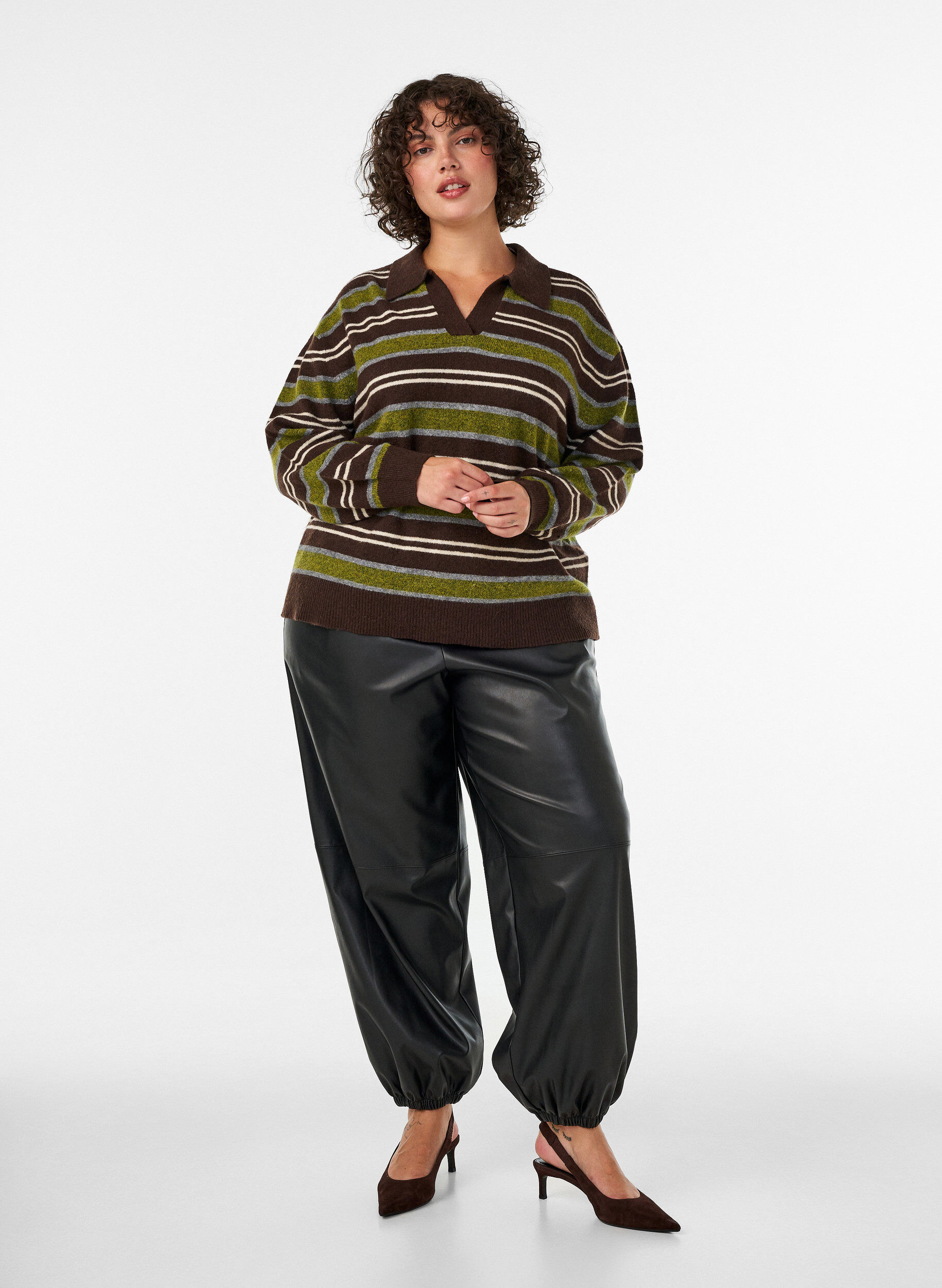 ZizziIlmavat tekonahkahousut, Musta, Model image number 0