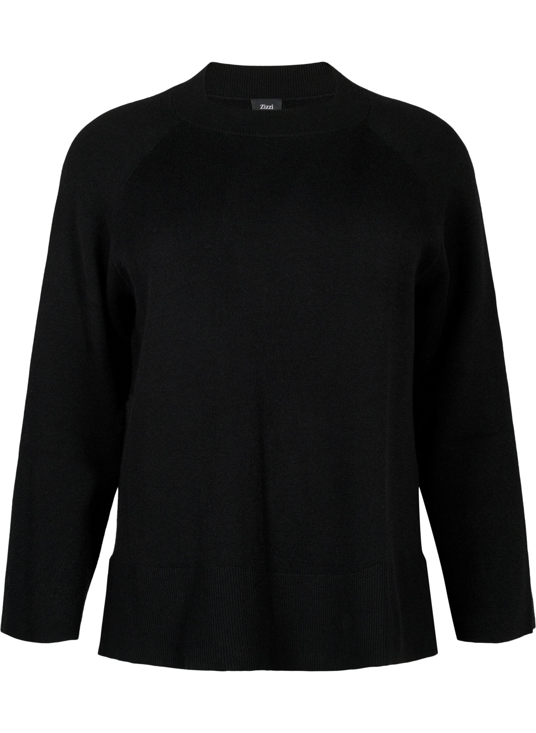 ZizziNeule viskoosisekoitteesta sivuhalkiolla	, Black, Packshot image number 0