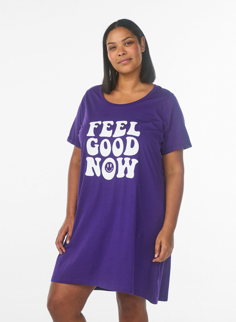 Lyhythihainen y&ouml;paita luomupuuvillaa, Sininen, Model image number 0