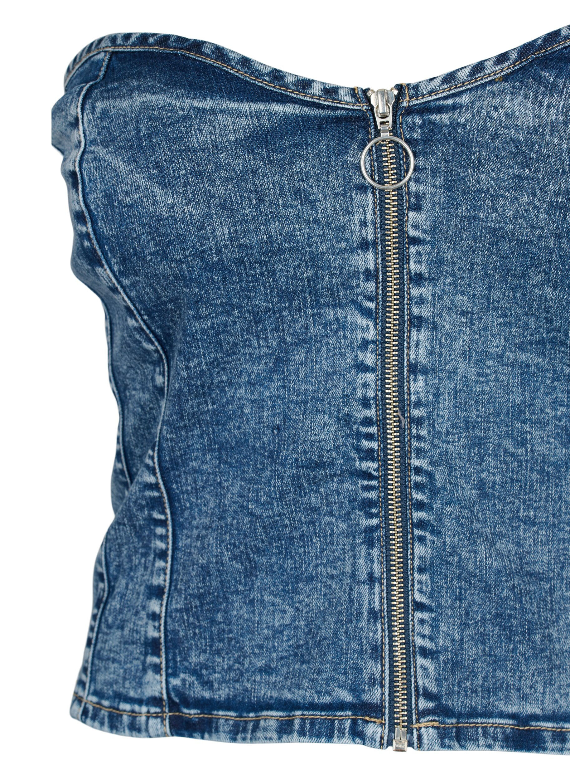 Zizzi Farkkukorsetti vetoketjulla, Blue denim, Packshot image number 2