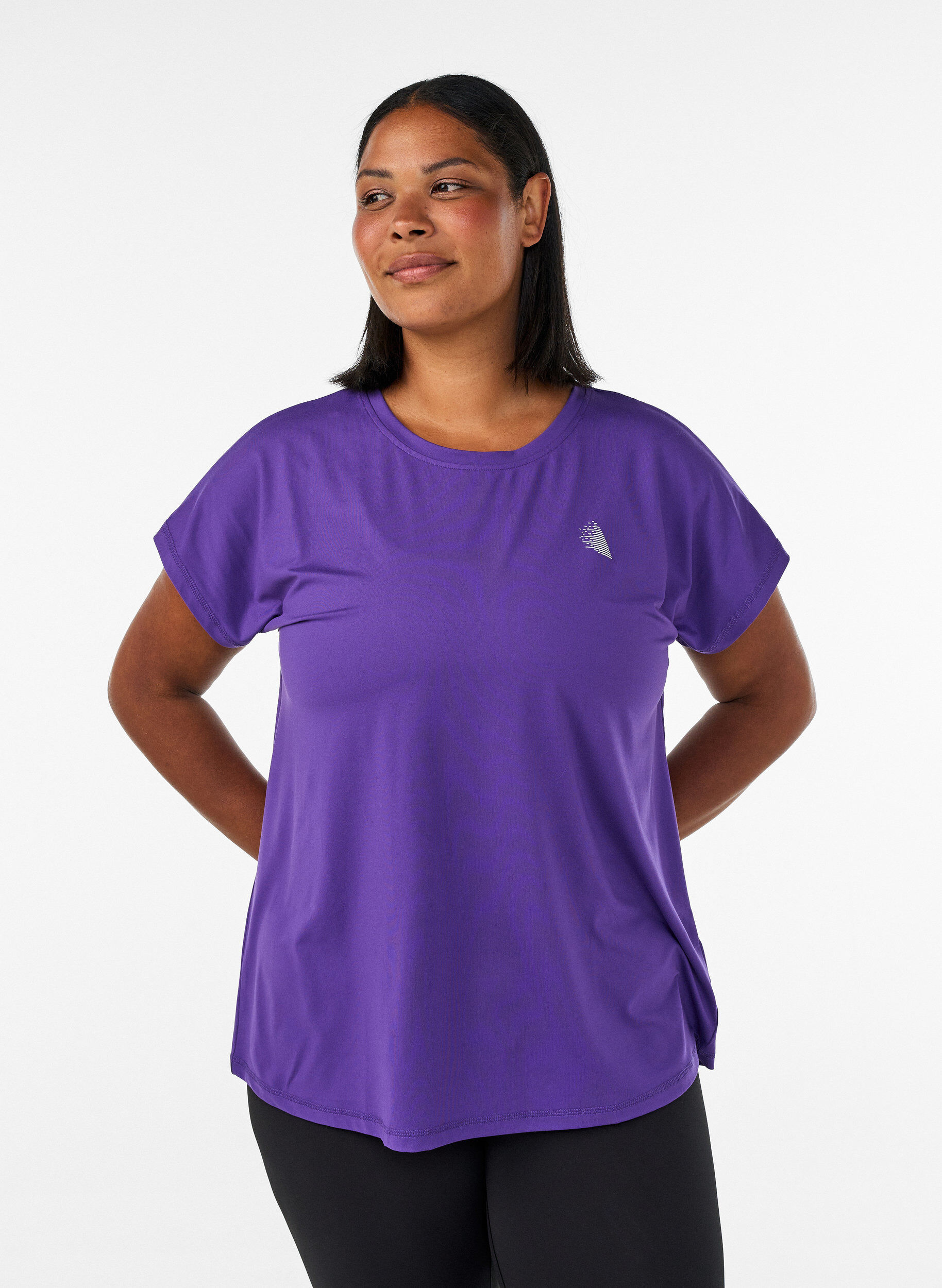 Yksiv&auml;rinen treeni-T-paita, Violetti, Model