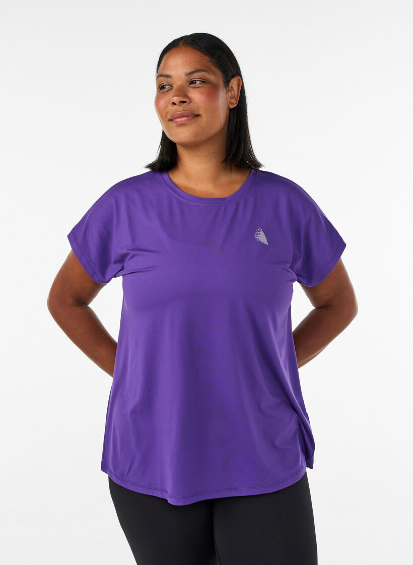 Yksiv&auml;rinen treeni-T-paita, Violetti, Model image number 0
